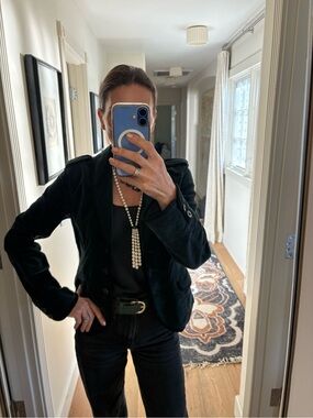 CO-OP Barneys New York Vintage Y2K Velvet Blazer Jacket Dark Green Hook Eye M